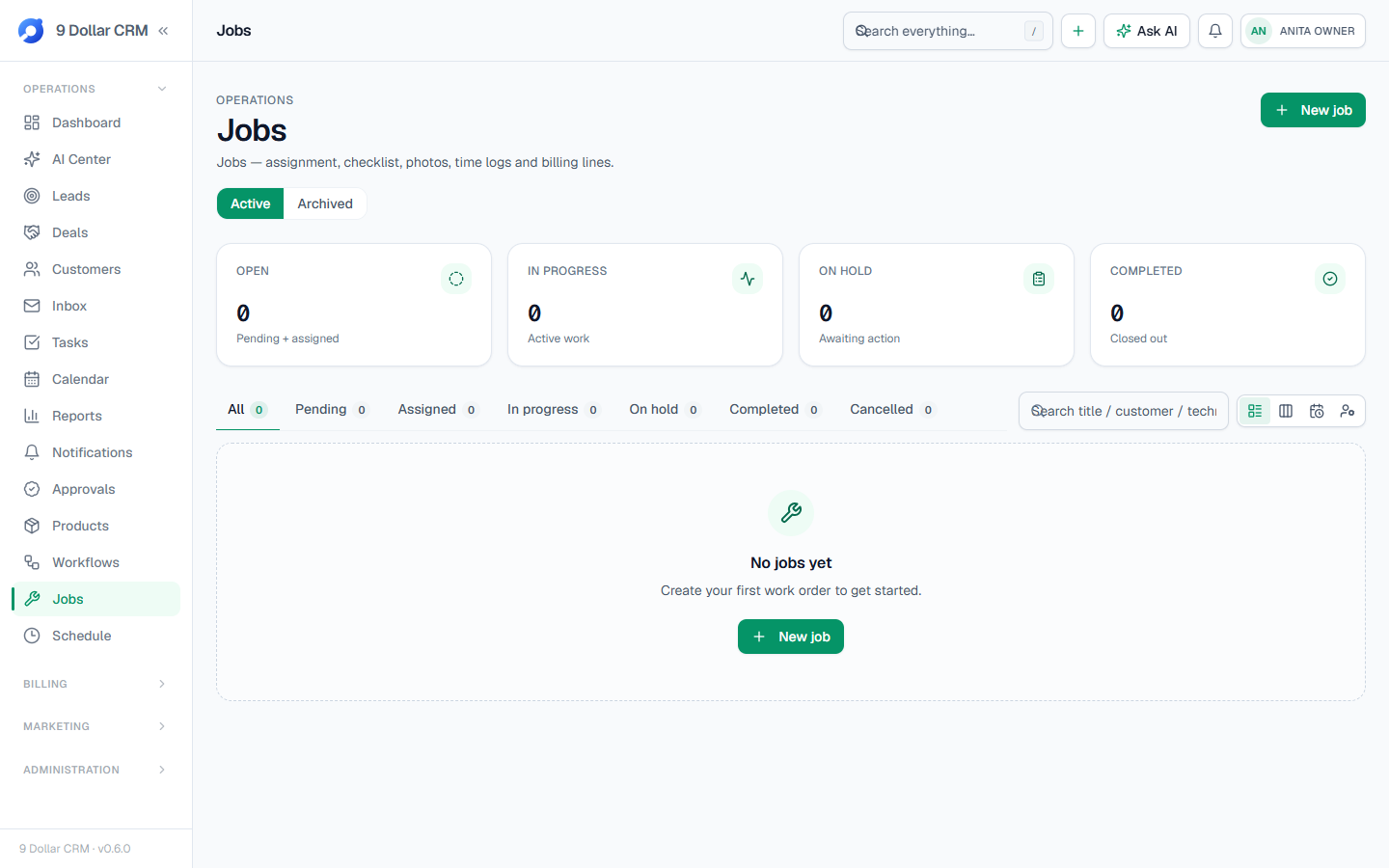 The 9DollarCRM jobs calendar.